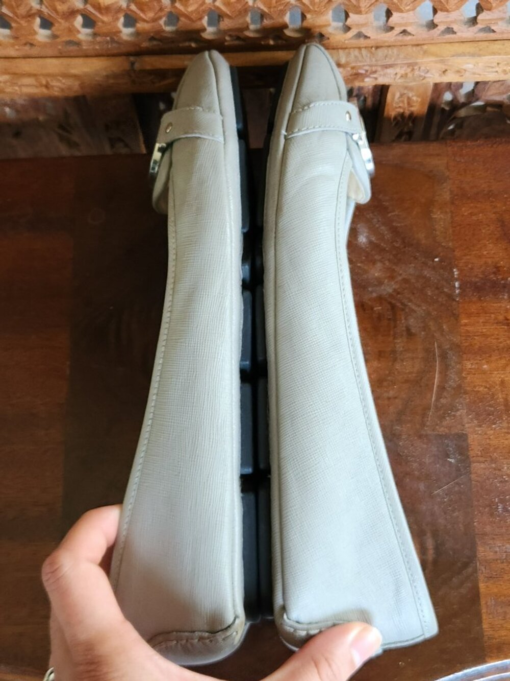 Michael - Michael Kors Fulton Moc Saffiano Leather Flats in Gray - Picture 4 of 9